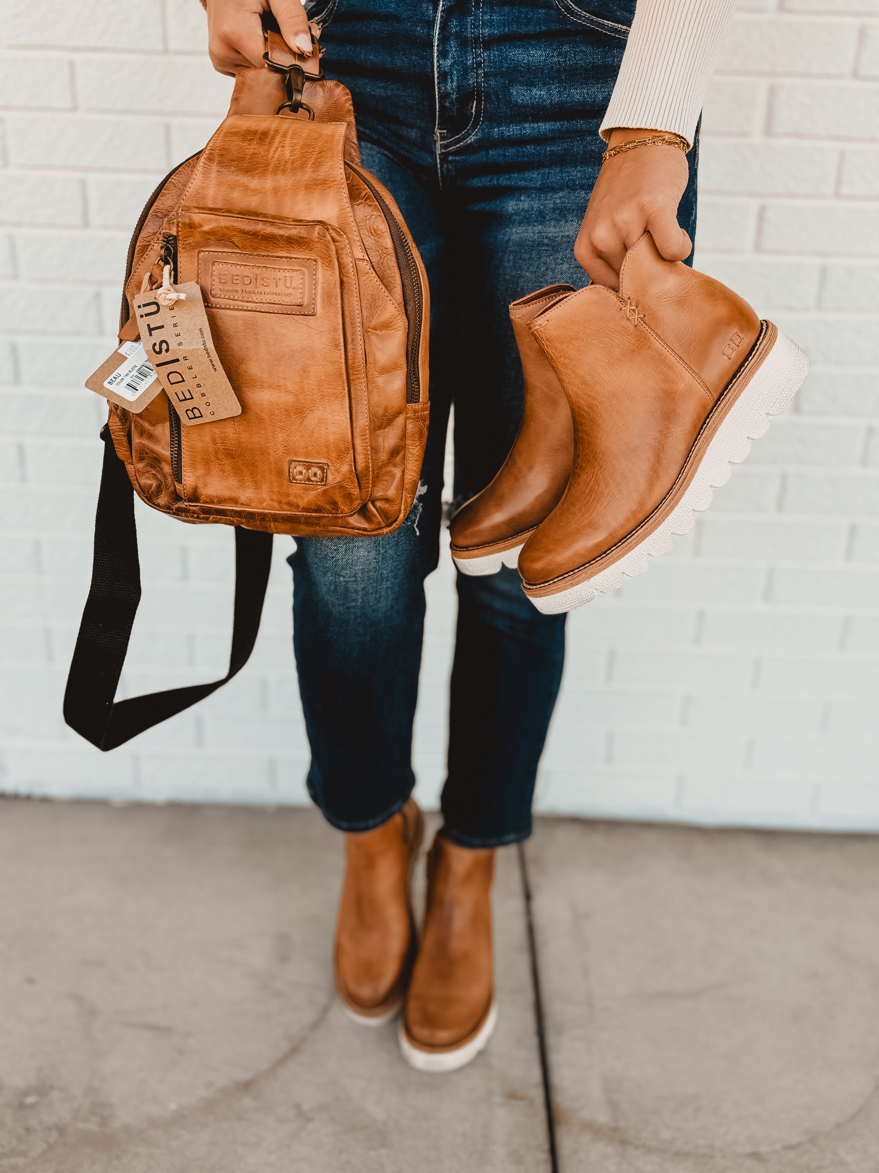 BedStu Beau Sling Backpack - Tan Rustic - Lace and Grace Boutique