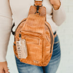 BedStu Beau Sling Backpack - Tan Rustic - Lace and Grace Boutique