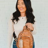 BedStu Beau Sling Backpack - Tan Rustic - Lace and Grace Boutique