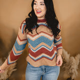 Pointelle Chenille Sweater - Rose Multi