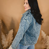 Quilted Denim Jacket - Medium Wash