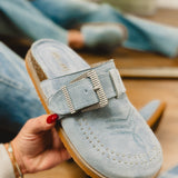 Josephine Suede Studded Clog - Blue