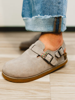 Estelle Suede Slingback Clog - Grey - Lace and Grace Boutique