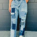 Oli & Hali Washed Patchwork Detail Jeans - Lace and Grace Boutique
