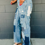 Oli & Hali Washed Patchwork Detail Jeans - Lace and Grace Boutique