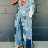 Oli & Hali Washed Patchwork Detail Jeans - Lace and Grace Boutique