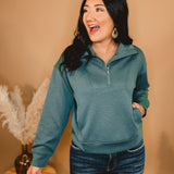 Comfy Half Zip Pullover - Ash Jade