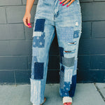 Oli & Hali Washed Patchwork Detail Jeans - Lace and Grace Boutique