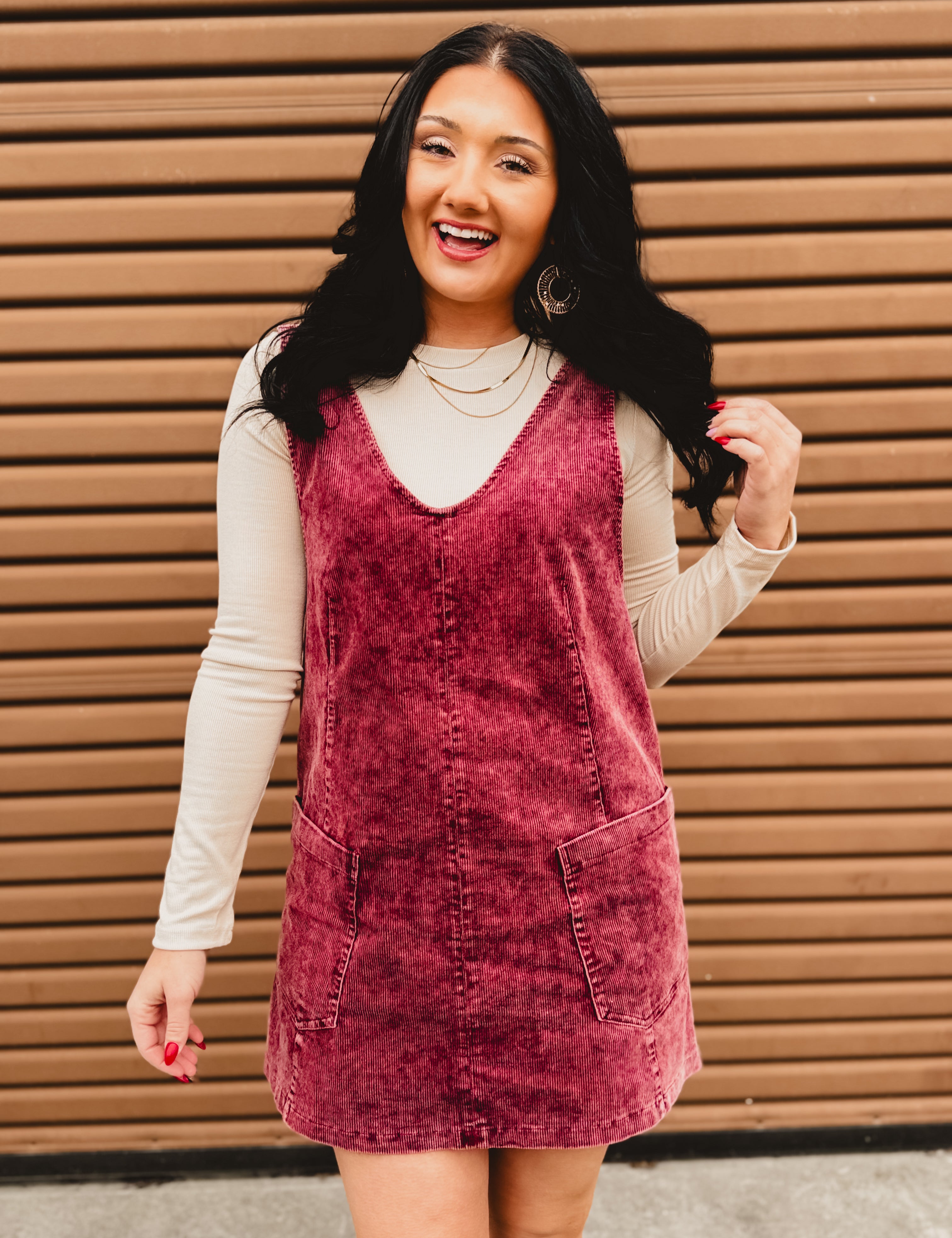Snow Washed Corduroy Overall Dress - Raspberry Small Snow Washed Corduroy Overall Dress - Raspberry Small