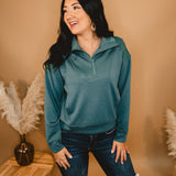 Comfy Half Zip Pullover - Ash Jade