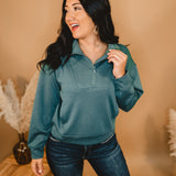 Comfy Half Zip Pullover - Ash Jade