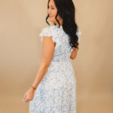 Floral Smocked Midi Dress - Blue Multi