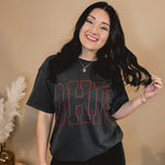 Ohio Oversized Graphic Tee - Charcoal - Lace and Grace Boutique