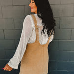 Stretched Denim Ovall Mini Dress - Latte - Lace and Grace Boutique