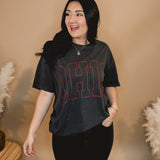 Ohio Oversized Graphic Tee - Charcoal - Lace and Grace Boutique