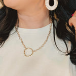 Worn Gold Hammered Pendant Necklace - Lace and Grace Boutique