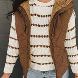 Quilted Fleece Lined Puffer Vest - Dark Brown