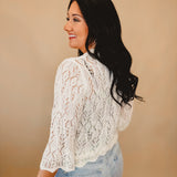 Crochet Knit Pullover Top - Ivory