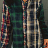 Plaid Button Down Top - Navy Multi