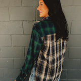 Plaid Button Down Top - Navy Multi