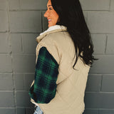 Quilted Fleece Lined Puffer Vest - Cement