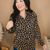 Leopard Print Button Up Top