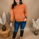 Fall Embossed Sweater - Rust