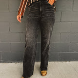 Hidden High Rise Logan Dad Jean - Washed Black