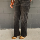 Hidden High Rise Logan Dad Jean - Washed Black