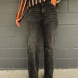 Hidden High Rise Logan Dad Jean - Washed Black
