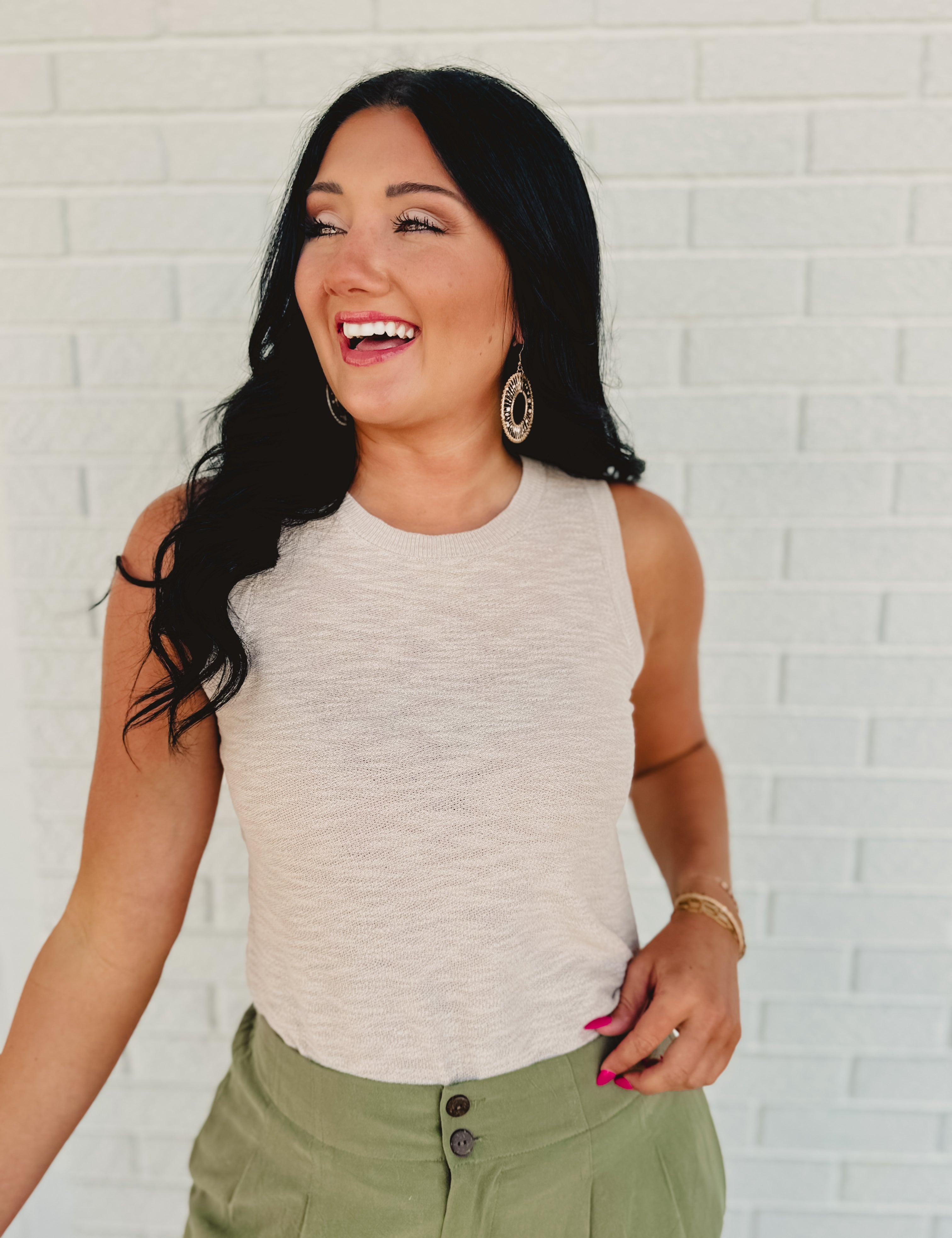 Casual Knit Tank Top - Taupe - Lace and Grace Boutique