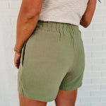 Breezy Linen Pleated Shorts - Olive - Lace and Grace Boutique