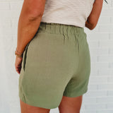 Breezy Linen Pleated Shorts - Olive - Lace and Grace Boutique