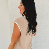 Contrast Rolled Edge Sweater - Natural - Lace and Grace Boutique
