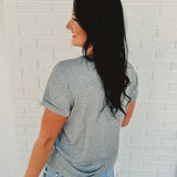 Ultra Soft Rolled Sleeve Basic Tee - Heather Grey - Lace and Grace Boutique