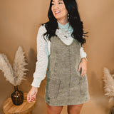 Snow Washed Overall Dress - Olive