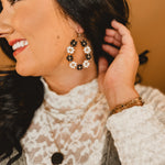 Beaded Flower Hoops - Black/White - Lace and Grace Boutique