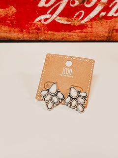 Western Stone Cluster Earrings - Howlite - Lace and Grace Boutique