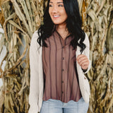 Lightweight Knit Sweater Cardigan - Natural