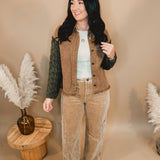 Corduroy Wide Leg Cargo Pants - Taupe