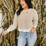 Textured Two-Toned Sweater - Khaki