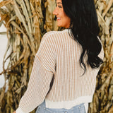 Textured Two-Toned Sweater - Khaki
