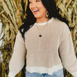 Textured Two-Toned Sweater - Khaki