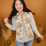 Ribbon Detailed Quilted Vest - Blue