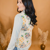 Ribbon Detailed Quilted Vest - Blue