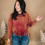 Side Tie Pullover Top - Rust