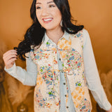 Ribbon Detailed Quilted Vest - Blue