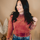 Side Tie Pullover Top - Rust