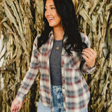 Plaid Button Up Flannel - Grey Multi