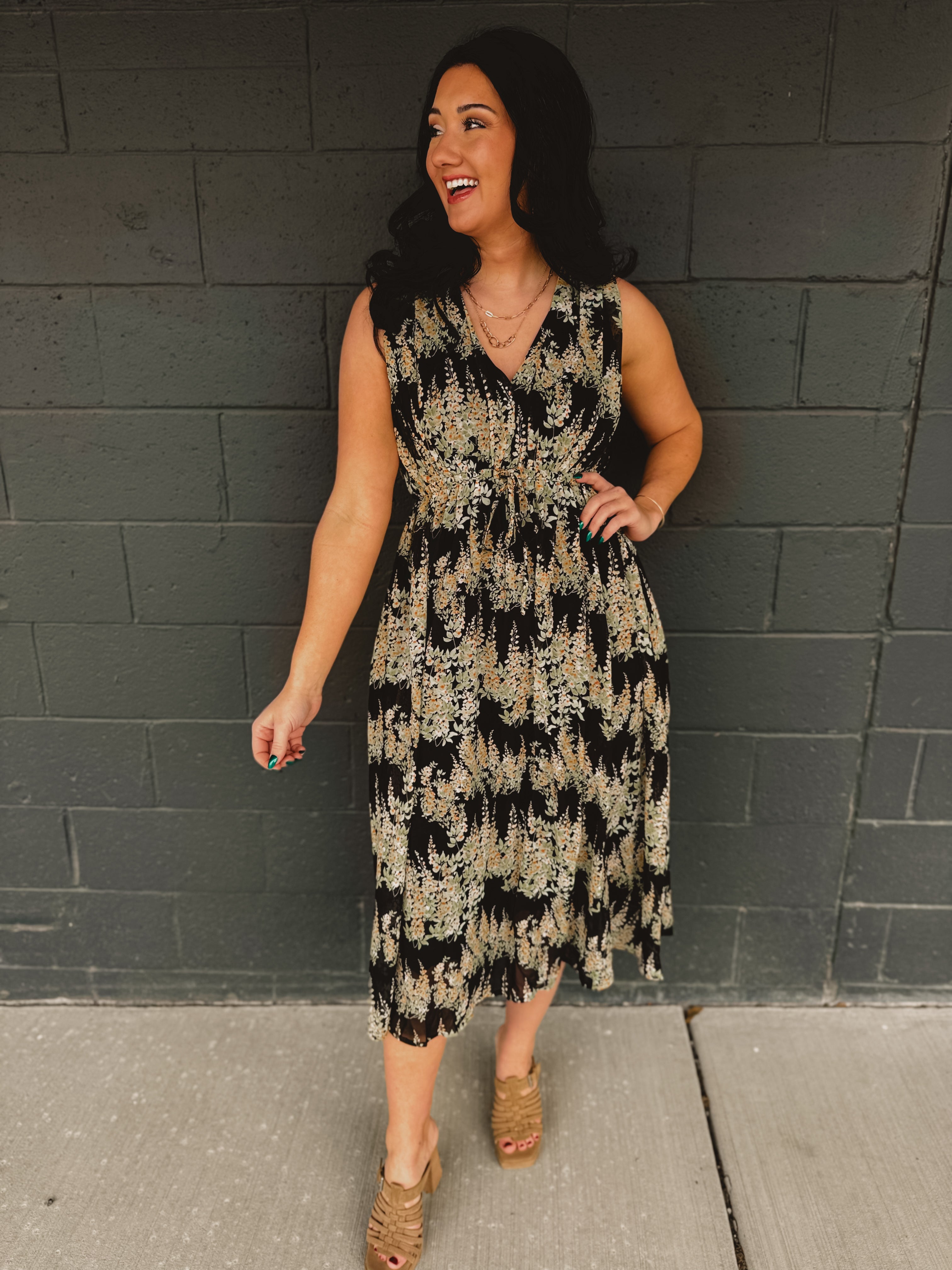 Floral Sleeveless Midi Dress